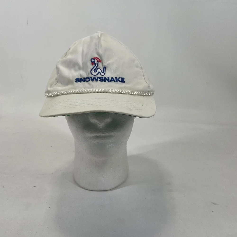 Vintage Snowsnake Ski Resort White Rope Snapback‎ Hat Young An Hat Co Mens OSFA